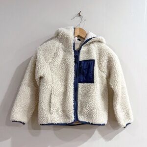 Crewcuts Kids Sherpa Hooded Jacket Faux Fur Fleece Ivory XS 4–5 Cozy Outerwear